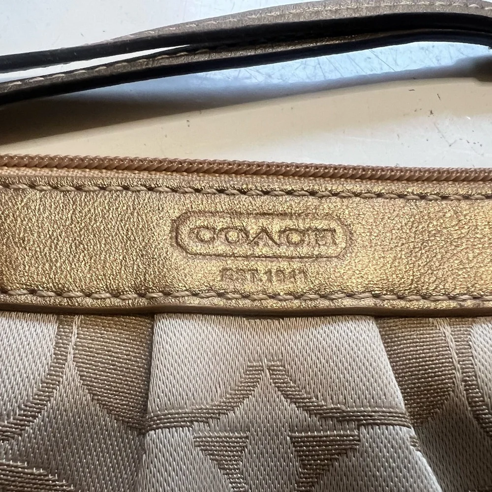 Coach Gold Signature Canvas Wristlet